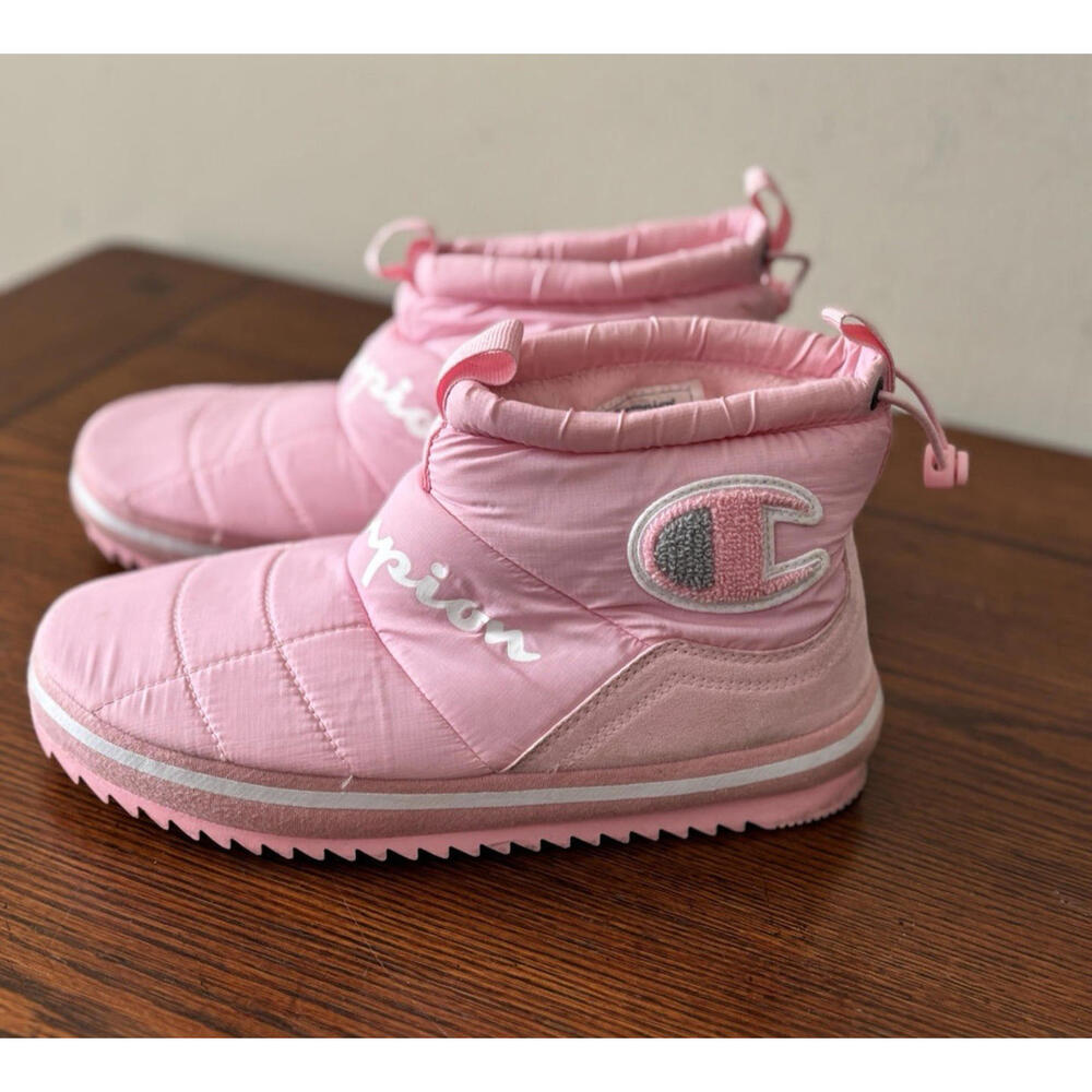 Champion Women's Fleece Lined Winter Boots Booties Size 7Y Cotton Candy Pink